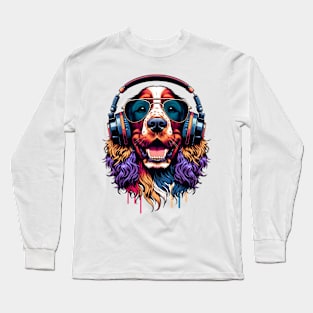 Irish Water Spaniel Smiling DJ in Japanese Art Long Sleeve T-Shirt